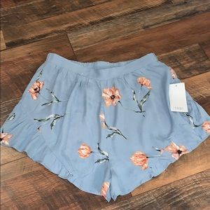 Blue Shorts with pink flowers